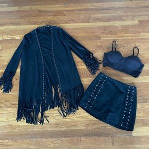 Black suede skirt